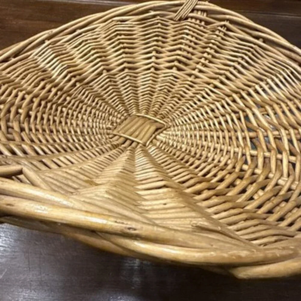 Large Vintage Wicker Gathering Basket Garden Flower Herb French Country